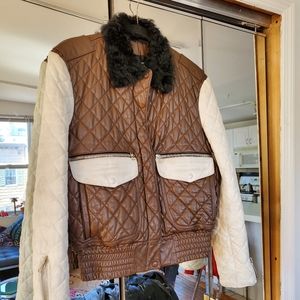 JW ANDERSON LEATHER QUILTED BOMBER JACKET